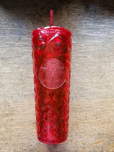 Starbucks 2023 Holiday Red Jeweled Plastic Tumbler Cold Cup Christmas 24oz - Bild 1 von 7
