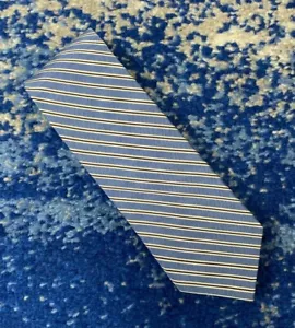 Corbata Penguin Azul Apagado Blanco Marrón Sesgo Seda Algodón Estrecha Delgada Delgada - Imagen 1 de 4