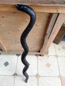 Wooden walking stick hand carved Black cobra snake wooden walking Gift A - Picture 1 of 4