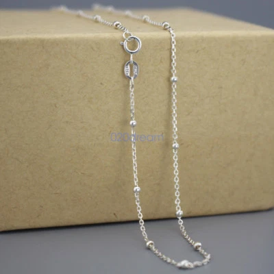 Collana CURB in vero argento sterling 925 con perline 14-28 pollici timbrata Italia - Immagine 1 di 4