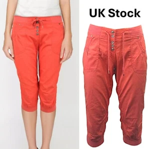 Ladies Womens Crop Pants Cropped Capri Shorts Pedal Pushers Cotton Bottoms Size - Picture 1 of 7