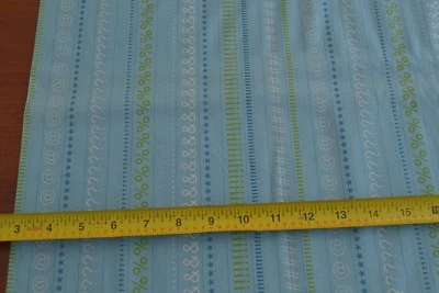 By 1/2 Yd, Blue White Green Punctuation Striped Quilt Cotton, Moda/Klop, B328 - Image 1 of 4