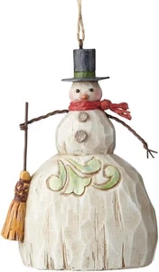 Jim Shore FOLKLORE SNOWMAN WITH BROOM HANGING ORNAMENT 4058775 NEW - Imagen 1 de 3