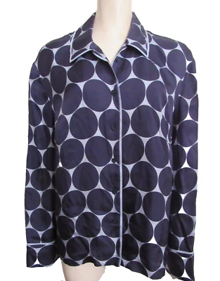 Camisa KATE SPADE NEW YORK Joy Dot azul citrino seda/viscose cetim tamanho GG nova com etiquetas - Imagem 1 de 4