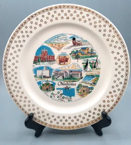 Vintage OKLAHOMA - 10¼" Porcelain Souvenir State Plate - Picture 1 of 4