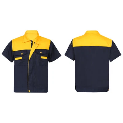 Camisa de trabalho masculina manga curta uniforme técnico mecânico automático jaqueta industrial - Imagem 1 de 4
