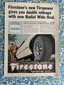 Vintage 1969 Firestone Tires Print Ad Radial Wide Oval Tirepower - Picture 1 of 7