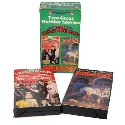 1991 VHS Box Set Two Great Holiday Christmas Movies Its a Wonderful Life Scrooge - Image 1 of 4