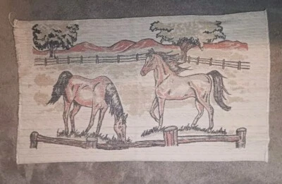 Vintage Woven Horse  Rug Bath Mat Wall Hanging Scenic Great Condition Country - Image 1 of 4