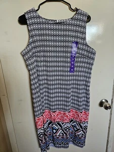 MARIO SERRANO Italy Women’s Size 14 Multicolor Zip Sleeveless Sheath Dress NWT - Picture 1 of 6