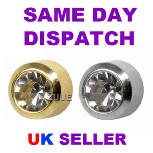 STUDEX PLUS DIAMANTE GOLD PLATED & STEEL BEZEL SET EAR PIERCING STUD EARRINGS