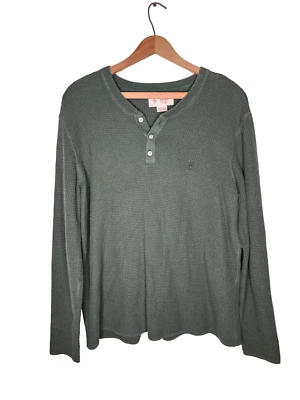 Camisa Henley Original Penguin Manga Larga Waffle en Verde Talla XL Foto 1 de 4
