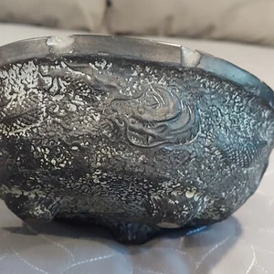 Japanese Tokanabe Black Ikebana Bowl Pottery Planter 7" Antique 1920's - Picture 1 of 13
