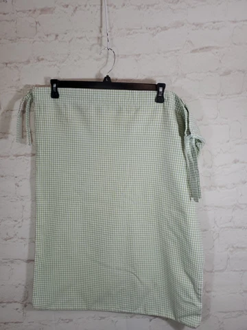 Pottery Barn Kids Laundry Basket Liner Green White Gingham Tie Top FAST SHIP Cover