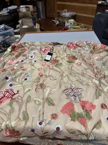 New-WOMAN'S TOLANI COLLECTION GORGEOUS BROWN FLORAL TUNIC TOP.EMBROIDERY.SZ Sm - Picture 1 of 6