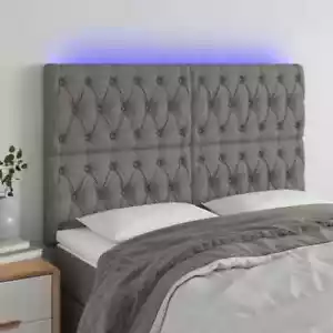 NNEVL LED Headboard Dark Grey 160x7x118/128 cm Fabric - Picture 1 of 6