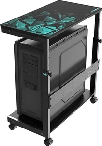 ERGONOMIC Height Adjustable Computer Tower Stand 2-Tier ATX-Case CPU Holder - Picture 1 of 10