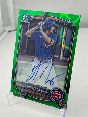 2025 Topps Bowman Chrome JONATHON LONG #CPA-JLG Green Raywave On Card Auto 15/99 - Image 1 of 4