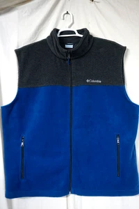 COLUMBIA MEN'S FULL ZIP BLUE & GRAY FLEECE VEST/SIZE XXL/PRE-OWNED - Picture 1 of 4