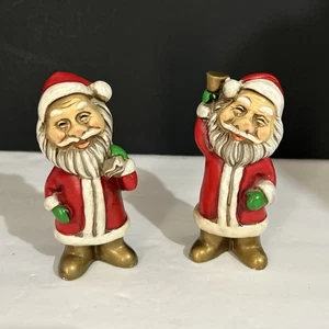 Vintage Vecchio Mondo 5" Babbo Natale Statuine Suonante Campanella Made In Japan Gesso - Foto 1 di 11