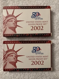 (2) 2002 US SILVER PROOF SET / Original Box w/COA  (20 Coins Total) - Picture 1 of 2
