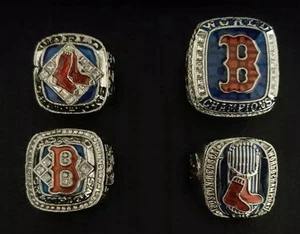 Lote de 4 anillos enchapados en oro 18k de los Medias Rojas de Boston Serie Mundial:2004/07/13/18 Ortiz⚾️ - Imagen 1 de 7