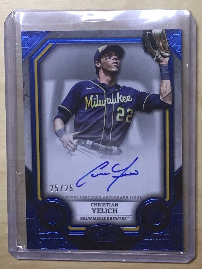 🔥2024 Topps Tier One Auto Blue Foil SSP #’d 25/25 Christian Yelich #T1A-CY Auto - Image 1 of 2