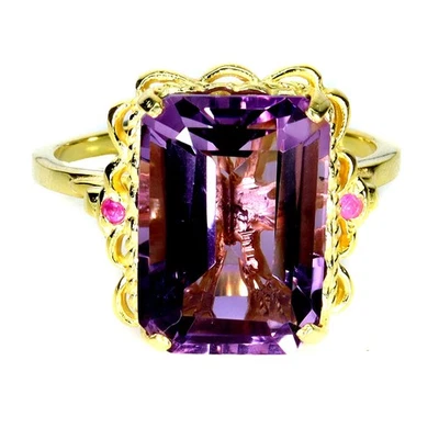 Anillo de plata de ley 925 octágono amatista 10x9 mm piedras preciosas naturales joyería tamaño 7 Foto 1 de 4