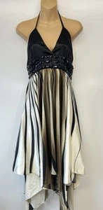 Ever Pretty Gold Black Beaded Handkerchief Halter Dress Y2K Size XL - Picture 1 of 13