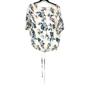 Lucky Brand Top Women's Size M Floral Print Blouse 3/4 Sleeve Multicolor - Picture 1 of 8