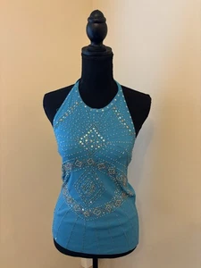 Cache Aqua Blau Y2K Neckholder Top Größe Medium Ärmellos - Bild 1 von 3