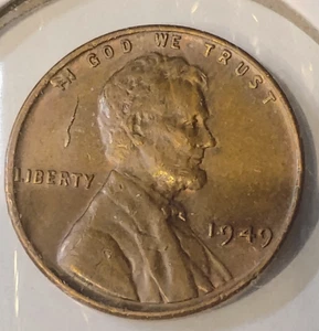 1949 P Lincoln Wheat Penny, Cent, Die crack to left of Lincoln error - Picture 1 of 2