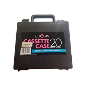 Vintage Clik Case Plastic Cassette Storage Black Carrying Case Holds 20 Tapes - Picture 1 of 2
