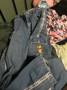 Y2K vintage kids cargo Winnie the Pooh jeans girls - Picture 1 of 3