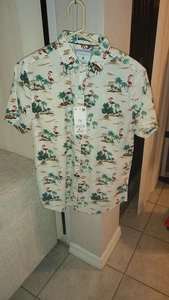 Denim & Flower Beach Hawaiian Flamingo Shirt Mens M Tropical Christmas Holiday - Picture 1 of 7