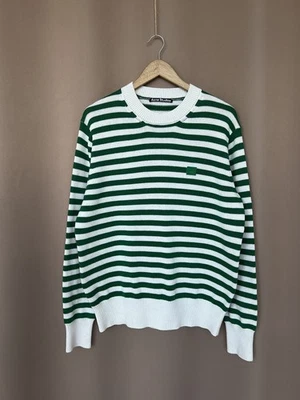 Acne Studios Face Logo Wool Sweater Mens Size L/XL Striped Knit Jumper - Image 1 of 4