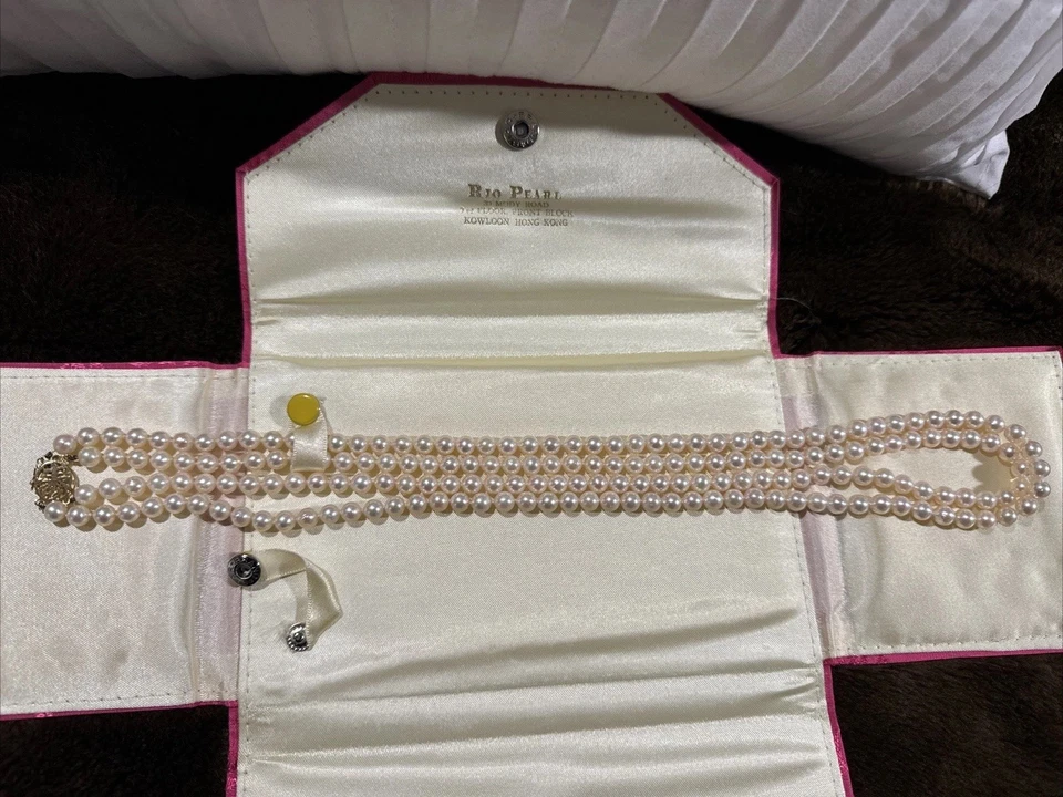 Colar de pérolas Rio Pearl South Seas off white fecho de ouro 14k Hong Kong - Imagem 1 de 1