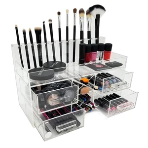NEW! DELUXE MAKEUP ORGANIZER - ACRYLIC 4 DRAWER COSMETIC DISPLAY CASE w/TRAY - Picture 1 of 1