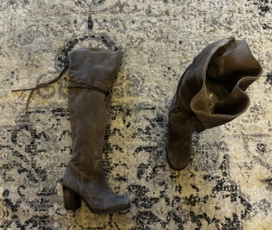 Freebird by Steven FB-Brock Suede Over The Knee Boho Rustic Gray Size 7 Boots - Picture 1 of 22