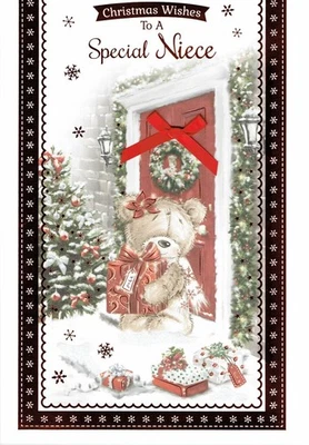 Special NIECE LARGE CHRISTMAS CARD Quality Card Cute Bear Design - Image 1 of 3