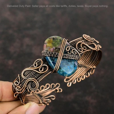 Oferta de Navidad Sandía Natural Turmalina Alambre de Cobre Envuelto Nuevo Brazalete Brazalete Foto 1 de 4