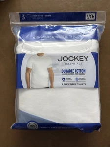 3-Pack JOCKEY ESSENTIALS Men’s Crew Neck T-Shirts Durable Cotton White Sz Small - Picture 1 of 2