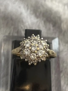 VINTAGE 18 KT GOLD DIAMANT CLUSTER RING 0,50 KARAT GRÖSSE I 1/2 PORTOFREI UK - Bild 1 von 9