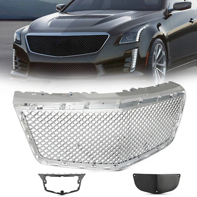 For 2014-2019 Cadillac CTS 4Dr B Style Chrome Front Bumper Hood Grille Grill  - Image 1 of 4