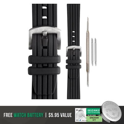 Correa de reloj Morellato Brenta de goma negra - resistente al agua + batería extra Foto 1 de 4