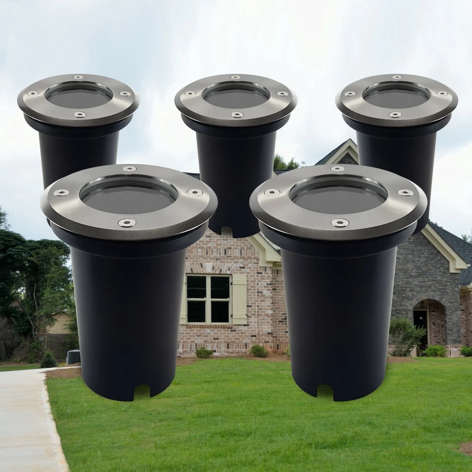 5er Set LED Gartenleuchte Bodenstrahler Bodeneinbaustrahler IP67 GU10-230V Rund - Bild 1 von 1