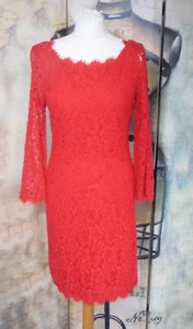 Diane von Furstenberg Zarita rot Spitze tailliert Kleid Größe 10 Reißverschluss hinten DVF £300 - Bild 1 von 6