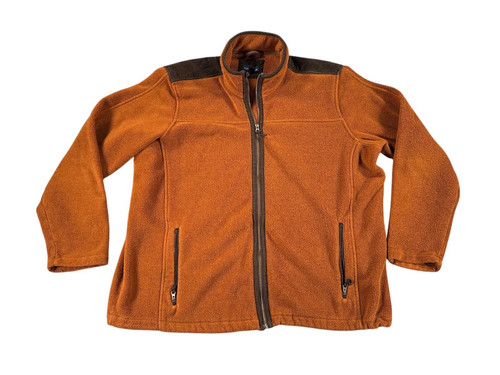 VETEMENTS Giacca pile Lands End Polartec uomo XXL marrone bordo velluto a coste zip intera caccia