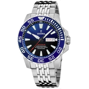 FESTINA Orologio Uomo Diver F20661/1 Solo Tempo Day Date Bracciale Acciaio - Picture 1 of 2