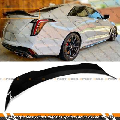 适用于 20-25 凯迪拉克 CT4 V 黑翼风格亮面 HIGH KICK DUCKBILL TRUNK SPOILER — 第 1/4 张图片